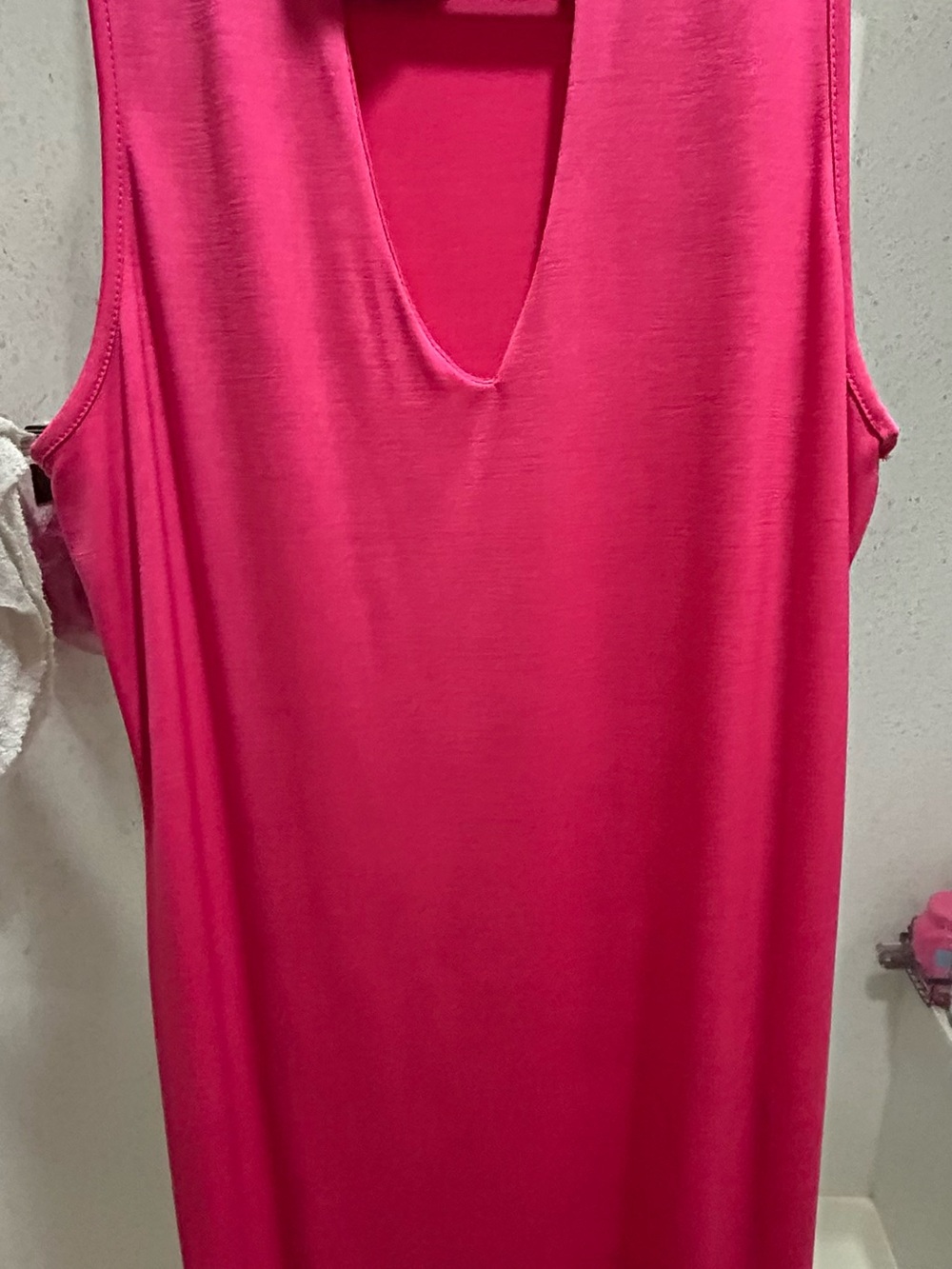 Sleeveless V-Neck Dress in Fuchsia